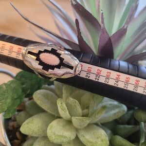 Signed Felix Perry Navajo Pink Conch Sterling Silver Ring | Size 8 Shadow Box